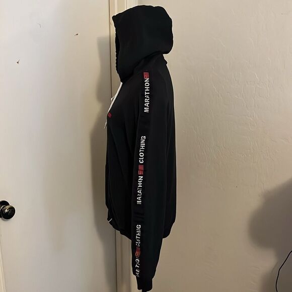 Nipsy Hussle Marathon Black Zipper Closure Hoodie Pockets Sweatshirt Casual - Picture 2 of 12